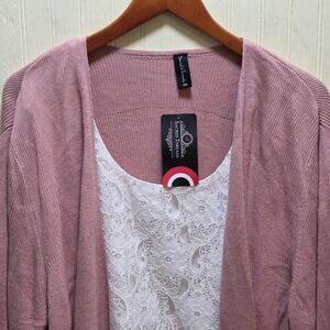 Sacred Threads Cardigan Sweater Womens One Size Pink Open Front Lightweight Knit